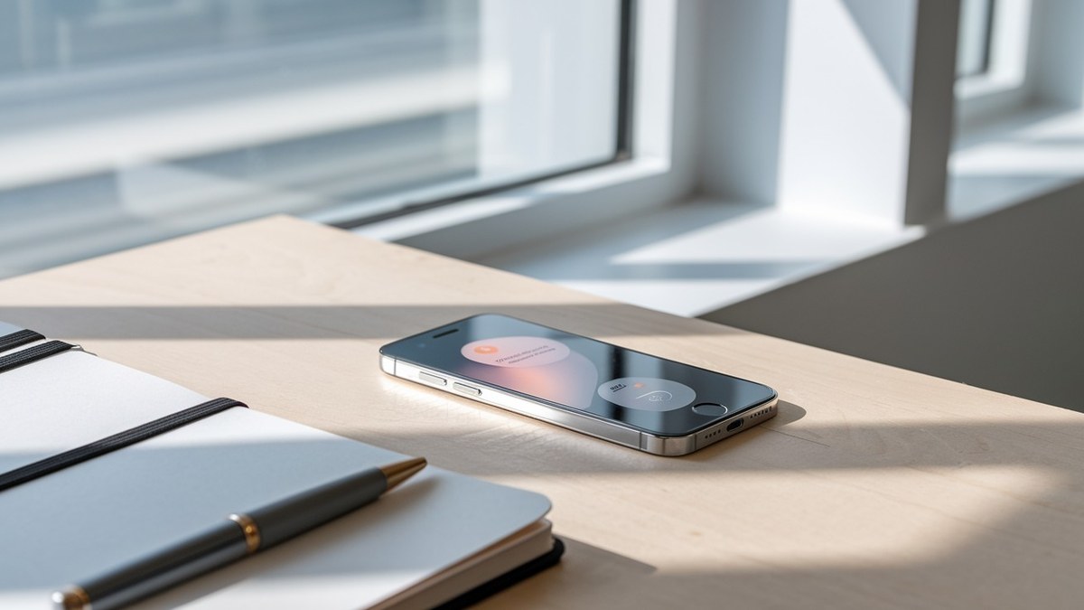 Smartphone com notificação de mensagem no direct do Instagram sobre uma mesa de escritório
